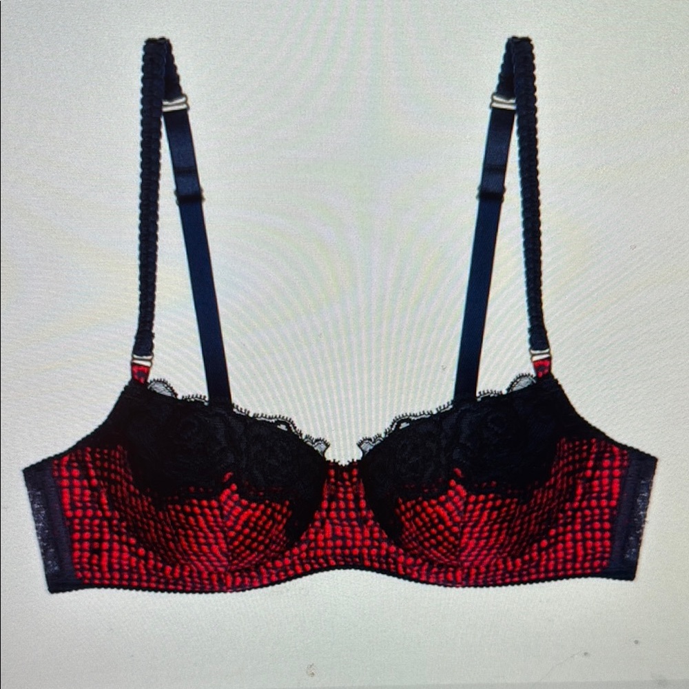 Stella McCartney Red and Blue Lace Bra